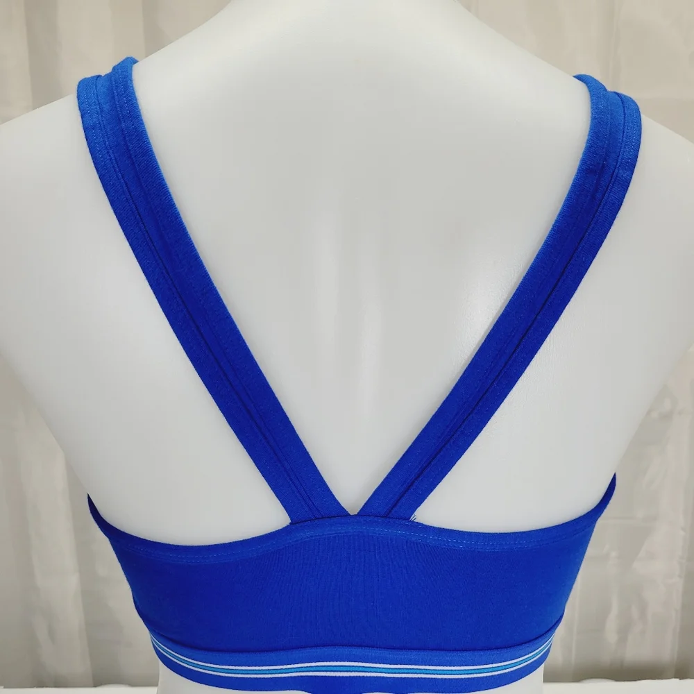 * Fruit of the loom size 36 racer back paddless wireless sports bra  blue - Picture 3 of 5